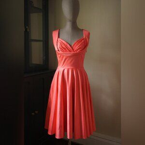 💖 Candice Gwinn New Orleans Coral Pin-Up Swing Dress 💖
